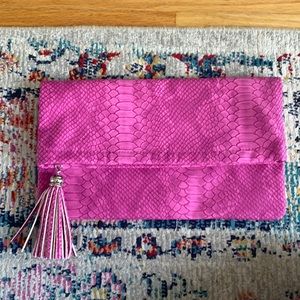 Pink Snakeskin printed Clutch